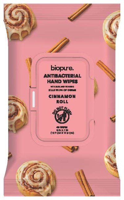 Antibacterial Wipes (Biopure Antibacterial Wipes Cinnamon Roll Label3)